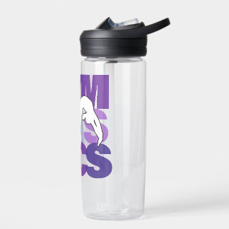 Gymnastics Back Bend Word Art in Purples Water Bottle