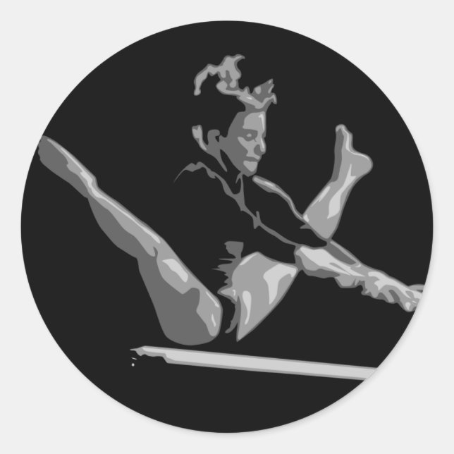 gymnastics balance beam classic round sticker (Front)