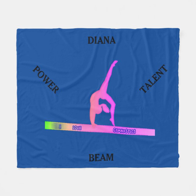 Gymnastics balance beam fleece blanket. Custom. (Front (Horizontal))