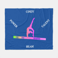 Gymnastics balance beam fleece blanket. Custom.