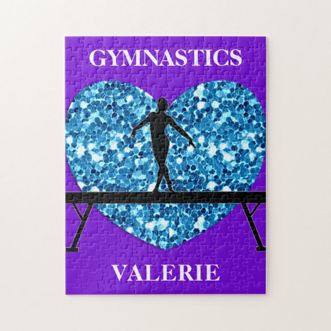 Gymnastics Balance Beam Purple Teal Jigsaw Puzzle (Vertical)
