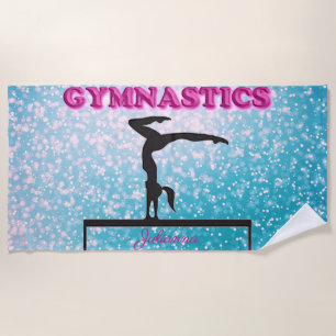 Gymnastics Balance Beam Sparkle Beach Towel