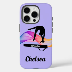 Gymnastics Balance Beam Swirl Purple Personalized iPhone 16 Pro Case