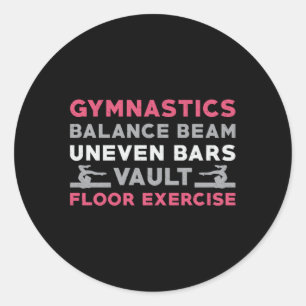 Gymnastics Balance Beam Uneven Bars Vault Gymnast Classic Round Sticker