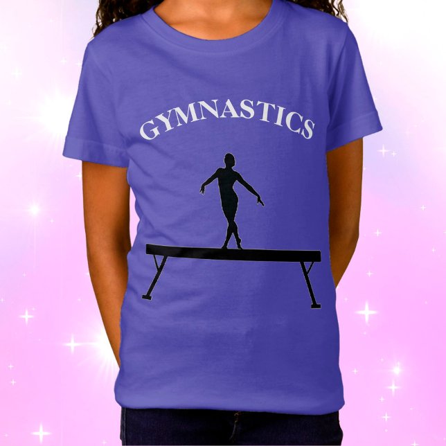 Gymnastics Balance Beam w/ Name Girls T-Shirt (Creator Uploaded)