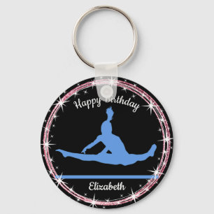Gymnastics Bars Birthday in Blue and Black  Key Ring