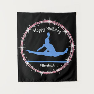 Gymnastics Bars Birthday in Blue and Black   Tapestry