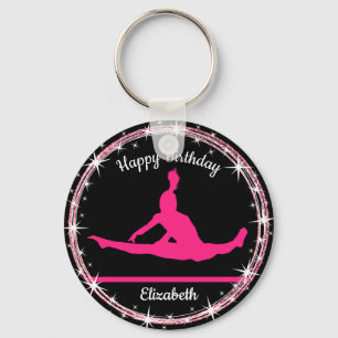 Gymnastics Bars Birthday in Pink and Black    Key Ring