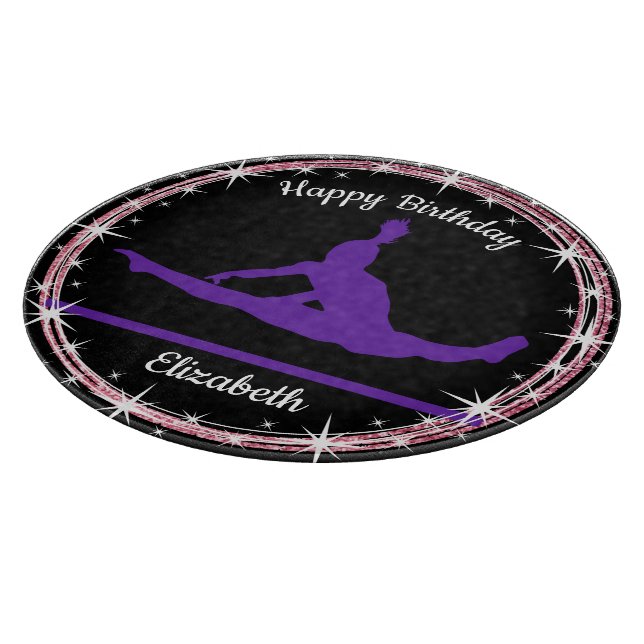 Gymnastics Bars Birthday in Purple and Black  Cutting Board (Corner)