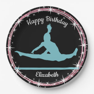 Gymnastics Bars Birthday in Teal and Black    Paper Plate