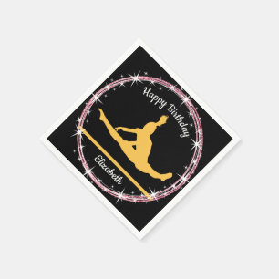Gymnastics Bars Birthday in Yellow and Black  Napkin