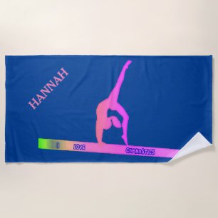 GYMNASTICS beach towel.  Personalised name. Beach Towel