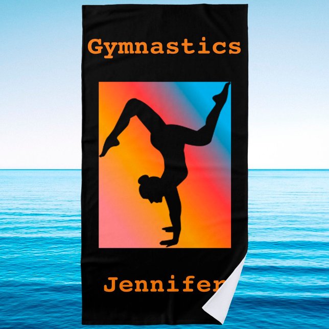 Gymnastics Beach Towel w/ Name of Gymnast (Creator Uploaded)
