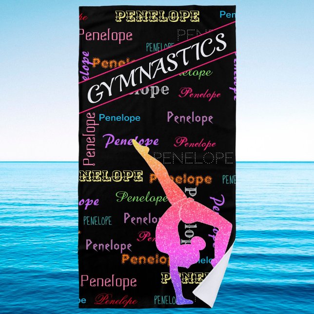 Gymnastics Beach Towel with Gymnast Name All Over (Creator Uploaded)
