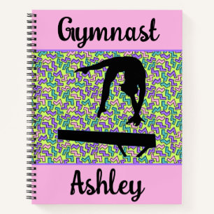 Gymnastics Beam Girl Groovy Retro Personalised  Notebook