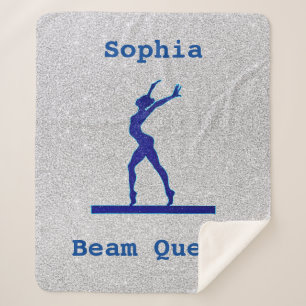 Gymnastics Beam Queen Blue / Silver Sherpa Blanket