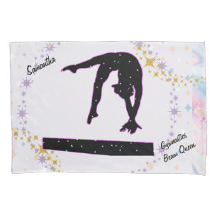 Gymnastics Beam Queen Glitter Watercolor Abstract Pillowcase