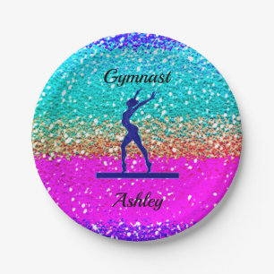 Gymnastics Beam Sparkle Paper Plate