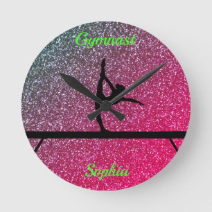 Gymnastics Beam Watermelon Sparkle Round Clock