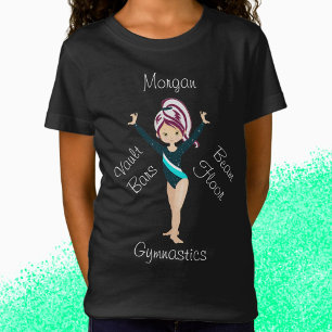 Gymnastics Berry Stripe, Brown Eyes, Teal Leotard  T-Shirt
