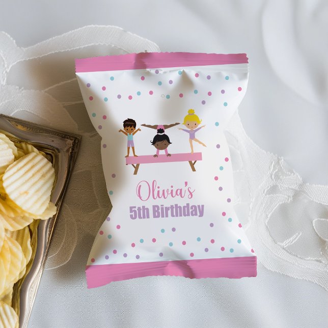 Gymnastics birthday chip bag wrapper (Creator Uploaded)