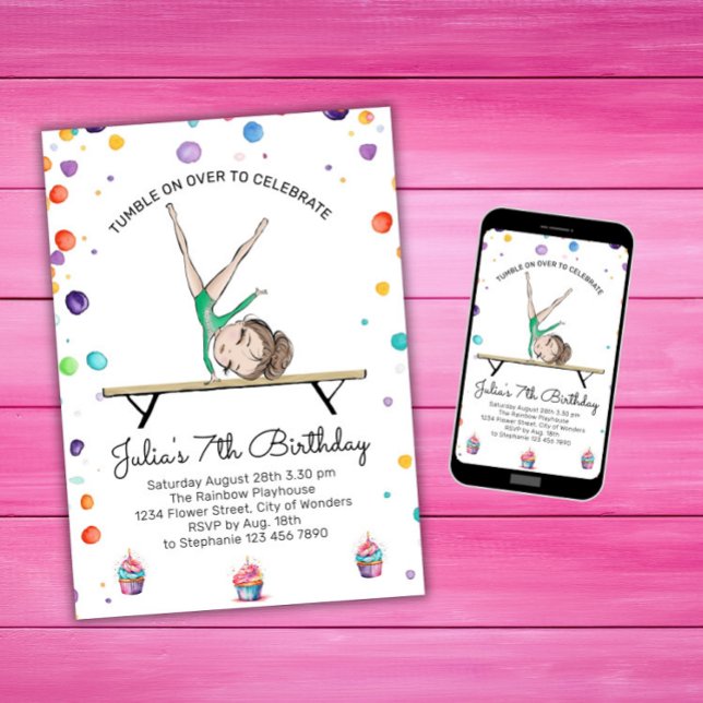 Gymnastics Birthday Invitation | Gymnastics Party (Creator Uploaded)