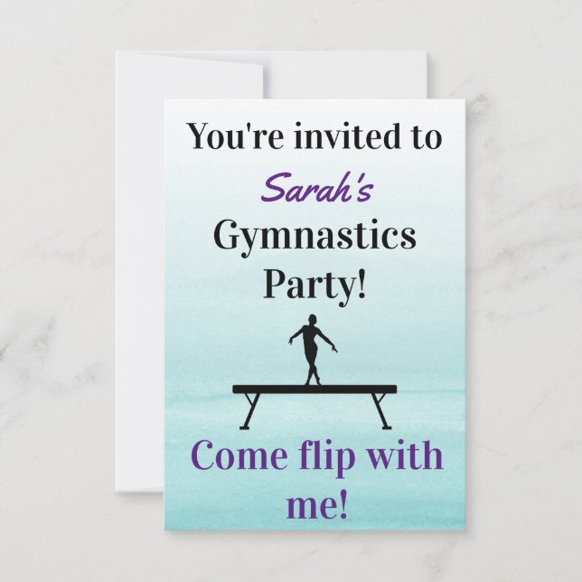 Gymnastics Birthday Invitation | Gymnastics Party (Front)