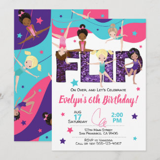 Gymnastics Birthday Invitation, Jump Invitation