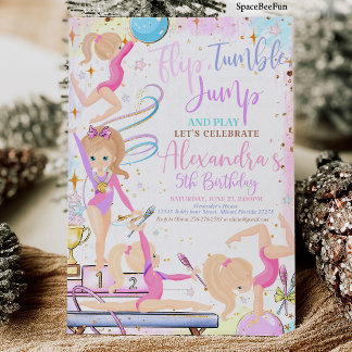Gymnastics Birthday Invitation Party Gymnastics