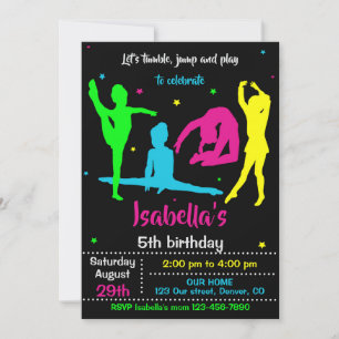 Gymnastics birthday invitation Tumbling invitation