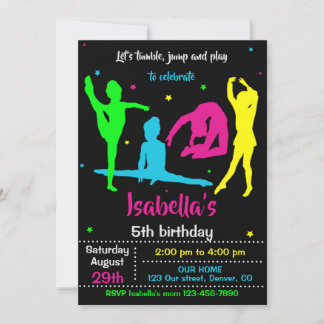 Gymnastics birthday invitation Tumbling invitation