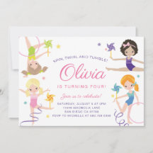 Gymnastics Birthday Invitation with Pinwheels