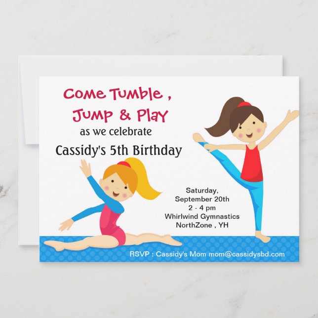 Gymnastics Birthday invitations (Front)