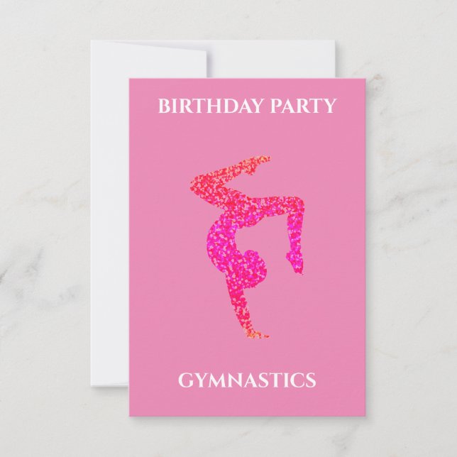 "GYMNASTICS" BIRTHDAY INVITATIONS PERSONALIZED. (Front)