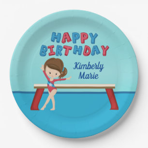 Gymnastics Birthday Party Cute Custom Kids Paper Plate
