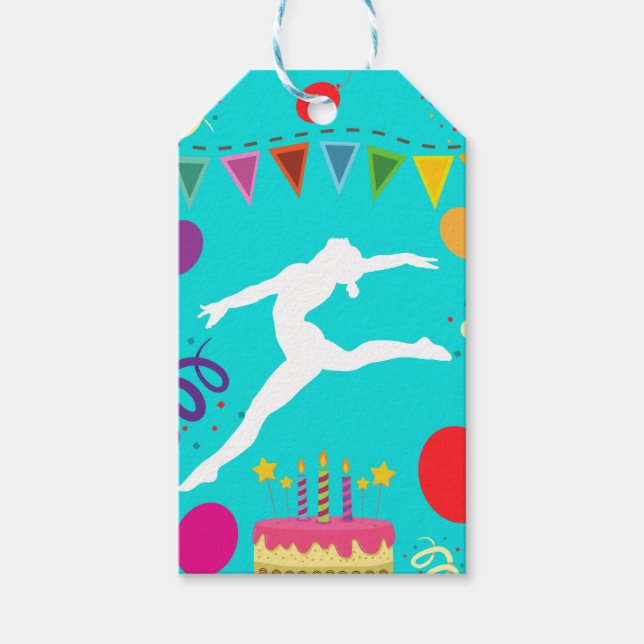 Gymnastics Birthday Party   Gift Tags (Front)