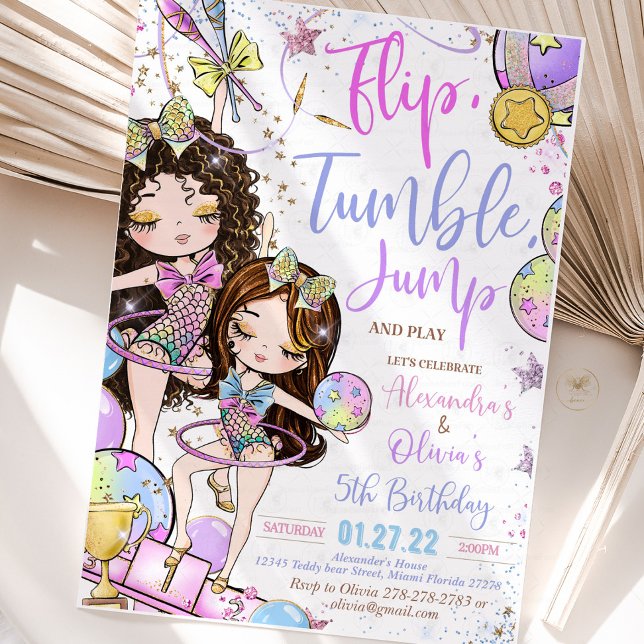 Gymnastics birthday party i invitation (Gymnastics birthday party invitation, gymnastics invite, gymnast birthday, pink gymnastics party, ed)