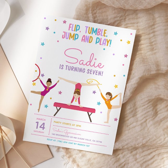 Gymnastics Birthday Party Invitation (Creator Uploaded)