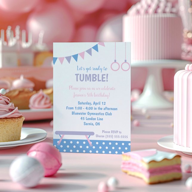 Gymnastics Birthday Party Invitation (Creator Uploaded)