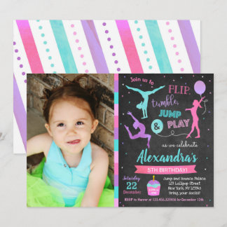 Gymnastics Birthday Party Invitation for Girl