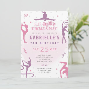 Gymnastics Birthday Party Invite Trampoline Theme