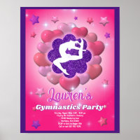 Gymnastics Birthday Party Pink Purple Invitation