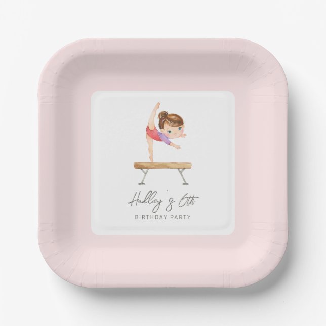 Gymnastics Birthday Party Plates (Front)
