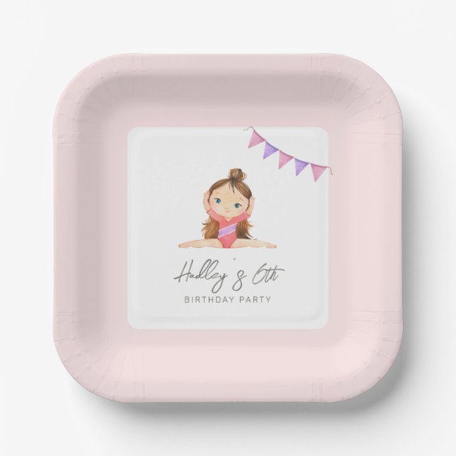 Gymnastics Birthday Party Plates (Front)