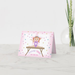 Gymnastics Birthday Party Red Hair Thank You Card