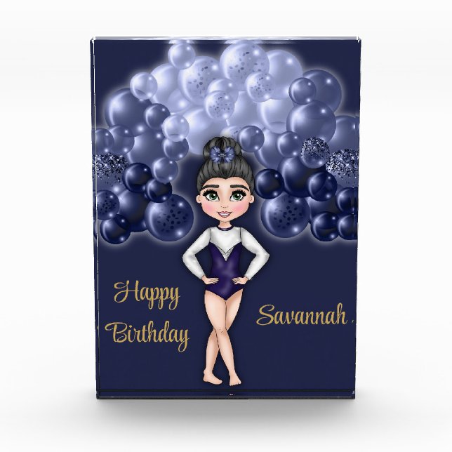 Gymnastics Birthday Party with Blue Balloon Arch Photo Block (Front)