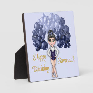 Gymnastics Birthday Party with Blue Balloon Arch Plaque