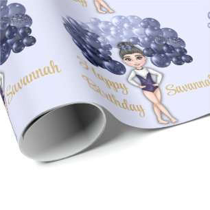 Gymnastics Birthday Party with Blue Balloon Arch Wrapping Paper