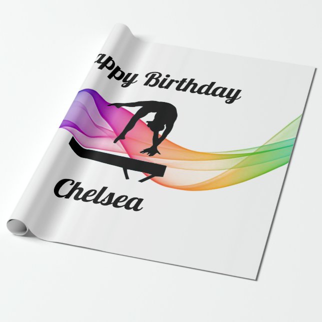 Gymnastics Birthday Wrapping Paper (Unrolled)