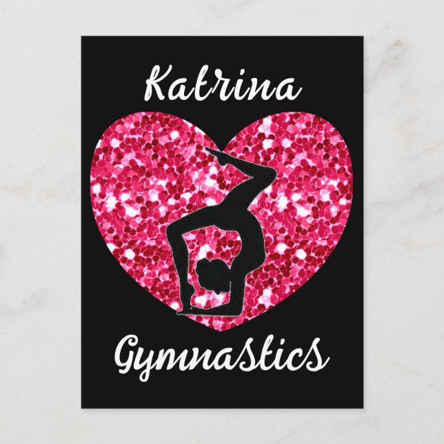 Gymnastics Black and Hot Pink Personalised  Holiday Postcard (Front)